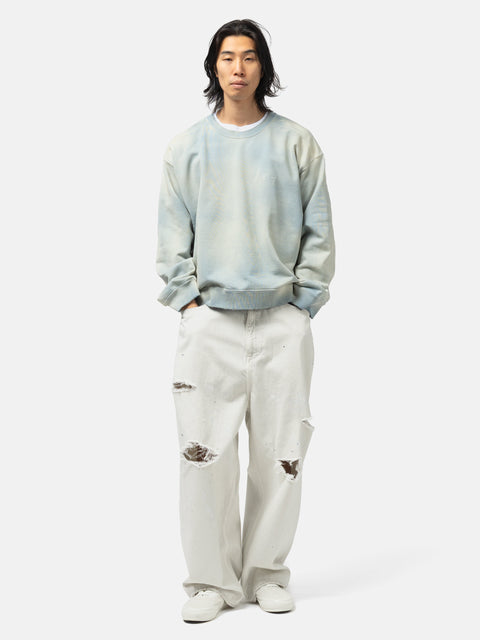 ANCELLM Damage Wide 5P Denim Pants White, Jeans