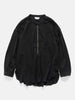 ANCELLM Striped Crepe Half Zip Shirt Black, Shirts