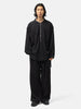 ANCELLM Striped Crepe Half Zip Shirt Black, Shirts