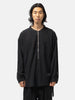 ANCELLM Striped Crepe Half Zip Shirt Black, Shirts