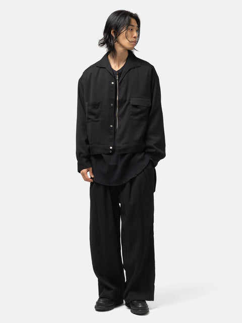 ANCELLM Vegan Suede Open Collar Black, Jackets