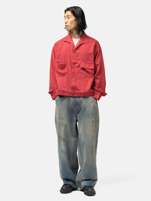 ANCELLM Vegan Suede Open Collar Red, Jackets