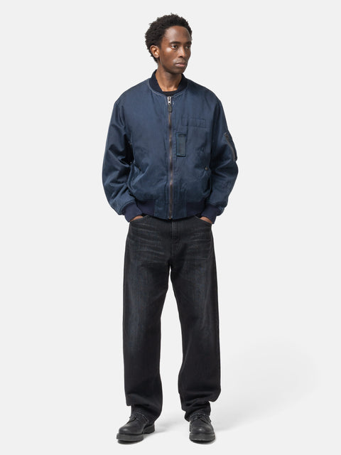 A.PRESSE Vintage Silk Flight Jacket Navy, Bomber Jackets