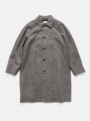 ATON Balmacaan Coat Linen Wool Twill Check, Coats