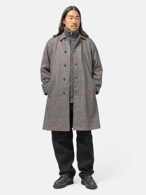ATON Balmacaan Coat Linen Wool Twill Check, Coats