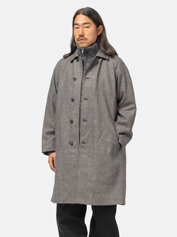 ATON Balmacaan Coat Linen Wool Twill Check, Coats