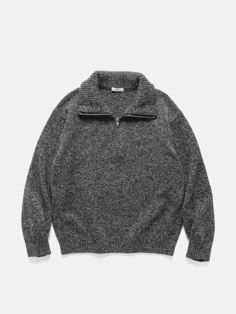ATON Half Zip Sweater Lambs Wool Charcoal Moku, Sweaters