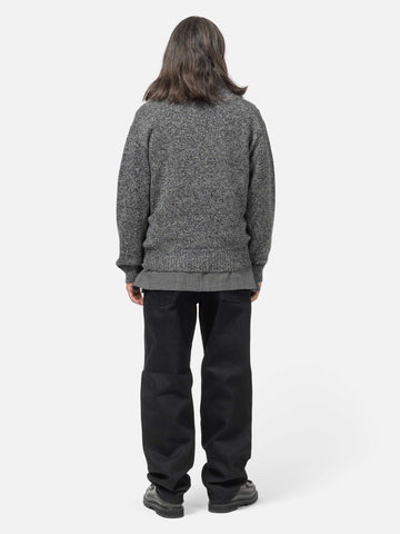 ATON Half Zip Sweater Lambs Wool Charcoal Moku, Sweaters