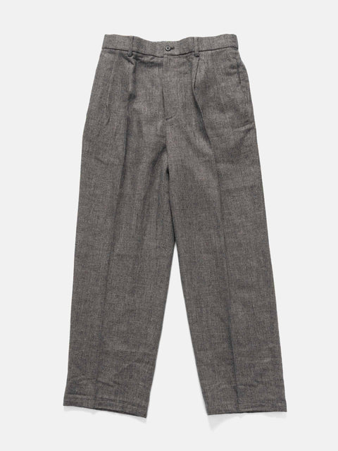 ATON Loose Fit Pants Linen Wool Twill Charcoal Moku, Trousers