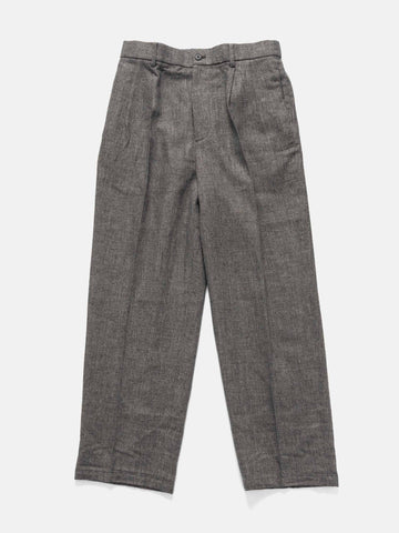 ATON Loose Fit Pants Linen Wool Twill Charcoal Moku, Trousers