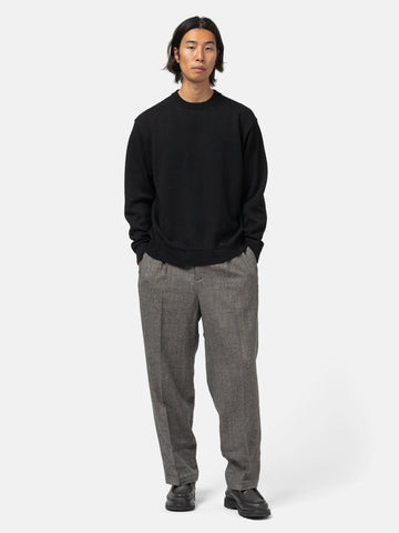 ATON Loose Fit Pants Linen Wool Twill Charcoal Moku, Trousers