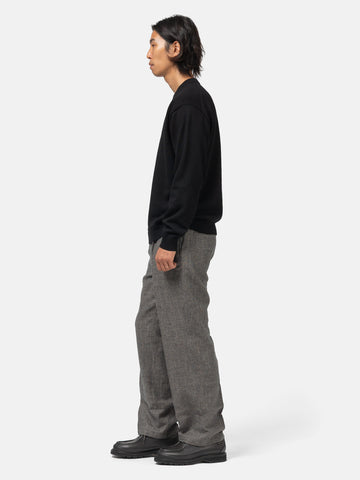 ATON Loose Fit Pants Linen Wool Twill Charcoal Moku, Trousers