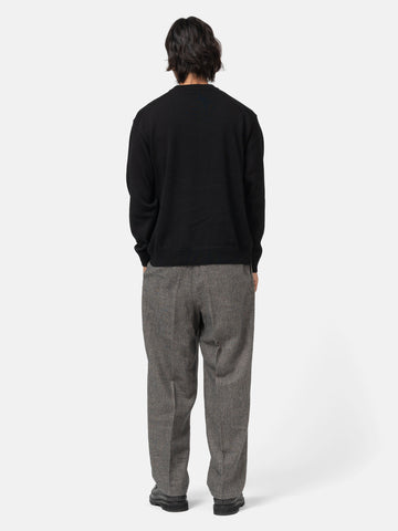 ATON Loose Fit Pants Linen Wool Twill Charcoal Moku, Trousers