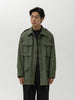 AURALEE Brushed Silk Linen Satin Padded Military Blouson Olive, Coats