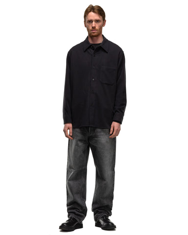 AURALEE Brushed Super Fine Wool Flannel Shirt Ink Black, Shirts