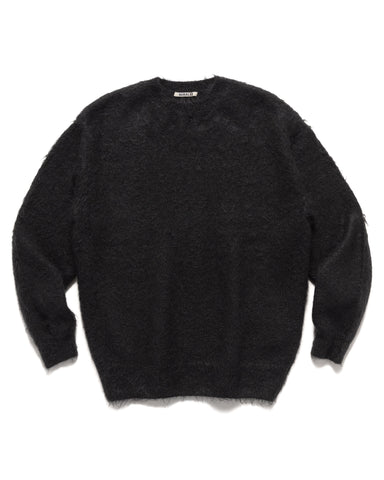 AURALEE Brushed Super Kid Mohair Knit P/O Ink Black, Sweaters