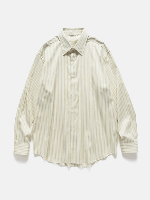 AURALEE Cotton Silk Stripe Shirt Ivory Stripe, Shirts