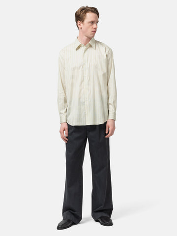 AURALEE Cotton Silk Stripe Shirt Ivory Stripe, Shirts