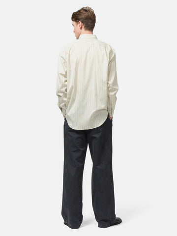 AURALEE Cotton Silk Stripe Shirt Ivory Stripe, Shirts
