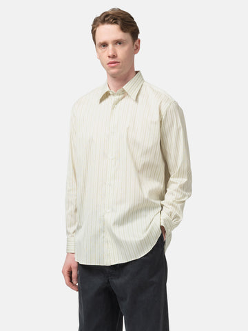 AURALEE Cotton Silk Stripe Shirt Ivory Stripe, Shirts