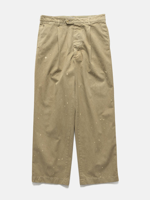 AURALEE Garment Dyed Finx Light Chino One-Tuck Wide Pants Beige, Pants