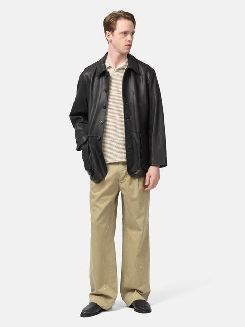 AURALEE Garment Dyed Finx Light Chino One-Tuck Wide Pants Beige, Pants