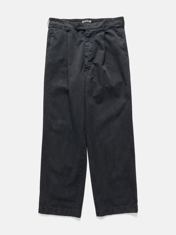 AURALEE Garment-Dyed Finx Light Chino One-tuck Wide Pants Black, Pants