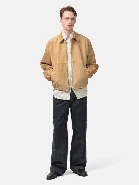 AURALEE Garment-Dyed Finx Light Chino One-tuck Wide Pants Black, Pants