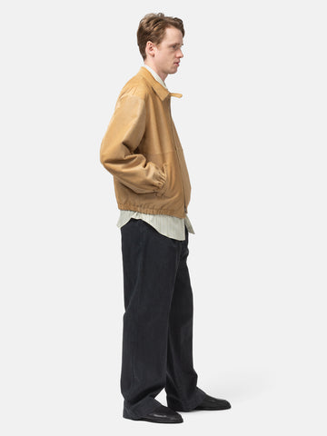AURALEE Garment-Dyed Finx Light Chino One-tuck Wide Pants Black, Pants