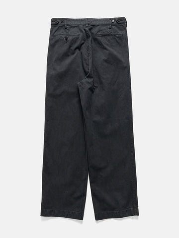 AURALEE Garment-Dyed Finx Light Chino One-tuck Wide Pants Black, Pants
