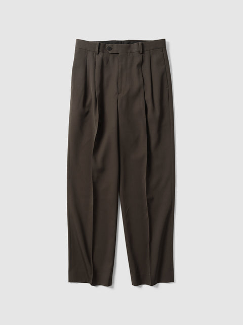 AURALEE Light Wool Max Gabardine Two-Tuck Slacks Dark Brown, Pants