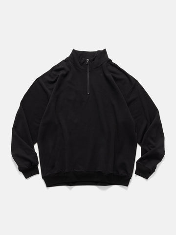 AURALEE Light Wool Sweat Half Zip P/O Black, Sweaters