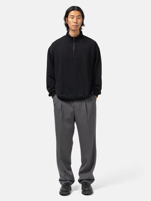 AURALEE Light Wool Sweat Half Zip P/O Black, Sweaters