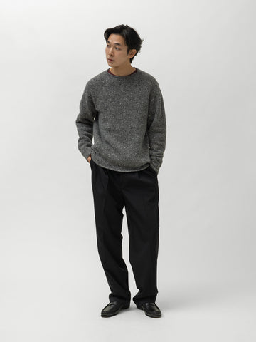 AURALEE Low-Gauge Homespun Tweed Knit P/O Top Charcoal, Sweaters
