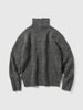 AURALEE Low-Gauge Homespun Tweed Knit Zip Turtle Top Charcoal, Sweaters