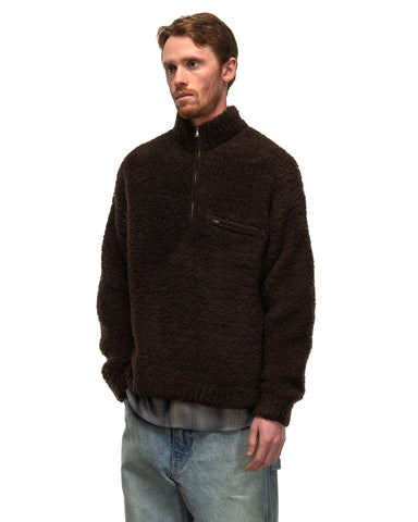 AURALEE Merino Wool Boa Knit Half Zip P/O Dark Brown, Shirts