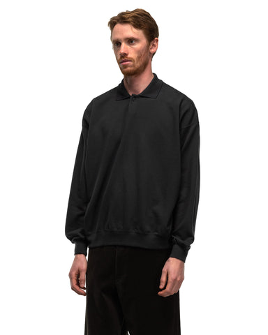 AURALEE Pima Light Sweat Polo Ink Black, Shirts