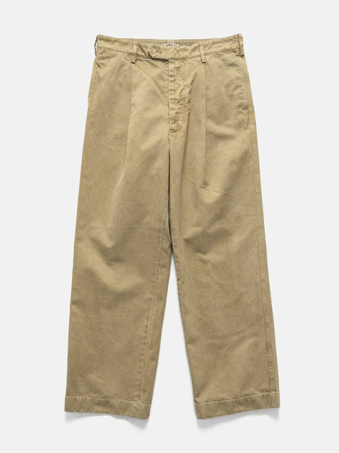 AURALEE Product Dyed Finx Chino One-Tuck Pants Beige, Pants