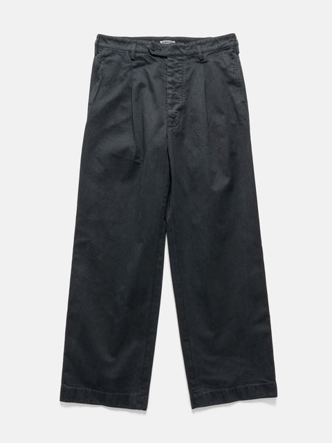 AURALEE Product Dyed Finx Chino One-Tuck Pants Black, Pants