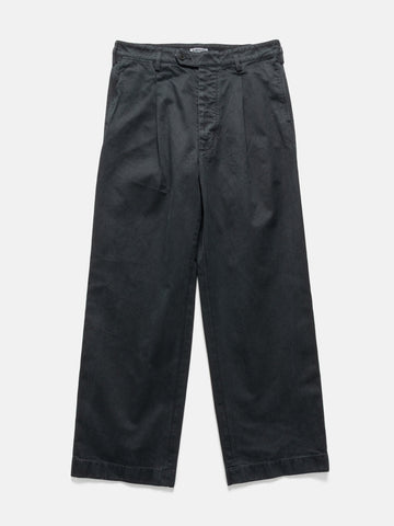 AURALEE Product Dyed Finx Chino One-Tuck Pants Black, Pants
