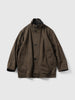 AURALEE Reversible Wool Twisted Twill / Lamb Leather Half Coat Brown Chambray x Black, Coats