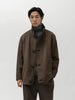 AURALEE Reversible Wool Twisted Twill / Lamb Leather Half Coat Brown Chambray x Black, Coats