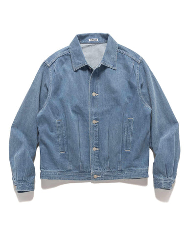 Selvedge Faded Light Denim Blouson Light Indigo - HAVEN