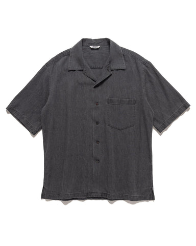 Selvedge Super Light Denim Half Sleeved Shirt Washed Black - HAVEN