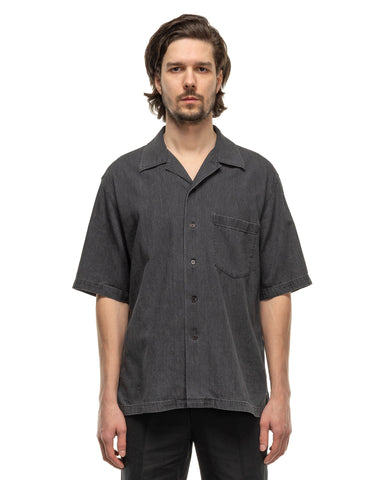 AURALEE Selvedge Super Light Denim Half Sleeved Shirt Washed Black, Shirts