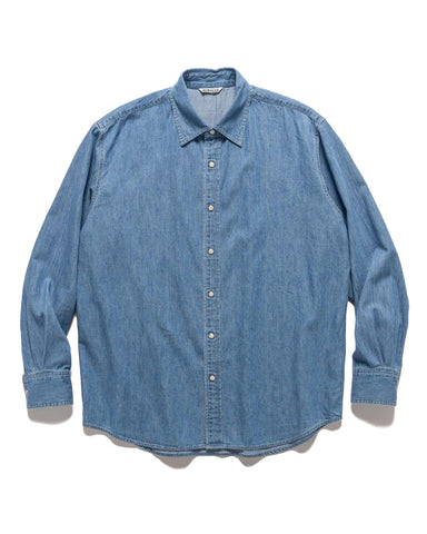 AURALEE Selvedge Super Light Denim Shirt Washed Indigo, Shirts