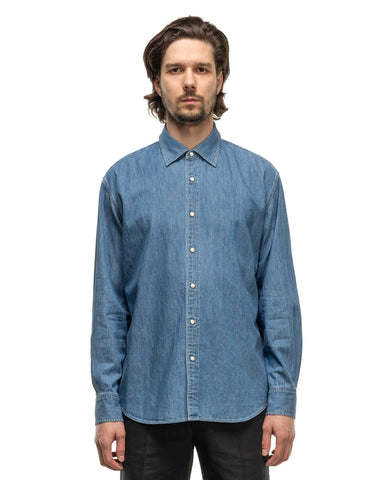 AURALEE Selvedge Super Light Denim Shirt Washed Indigo, Shirts