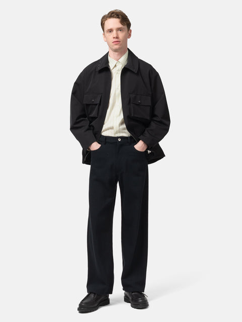 AURALEE Silk Nep Denim 5P Wide Pants Black, Pants