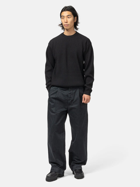 AURALEE Super Fine Wool Rib Knit P/O Black, Sweaters