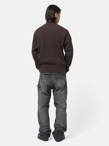 AURALEE Super Fine Wool Rib Knit P/O Top Brown, Sweaters